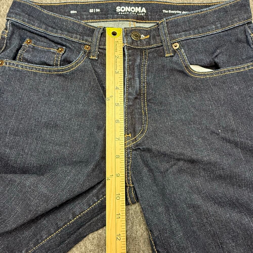 Sonoma Jeans Men's Size 32x34 Slim The Everyday Jean Stretch Dark Wash Split Hem - Picture 8 of 15